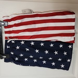 Boys American Flag Swim Shorts trunks NWT mesh lining medium 10 12